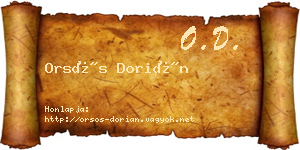 Orsós Dorián névjegykártya